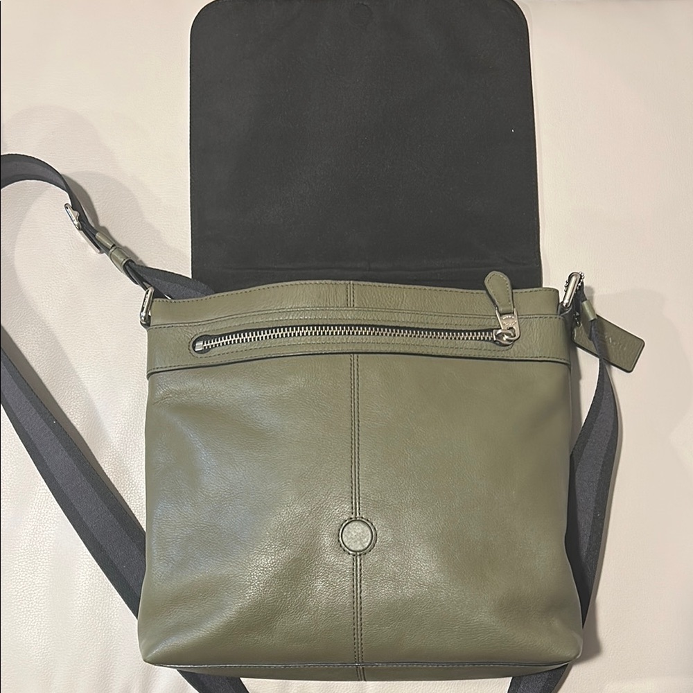 Coach Olive Green Leather Messenger Bag - Picture 6 of 13